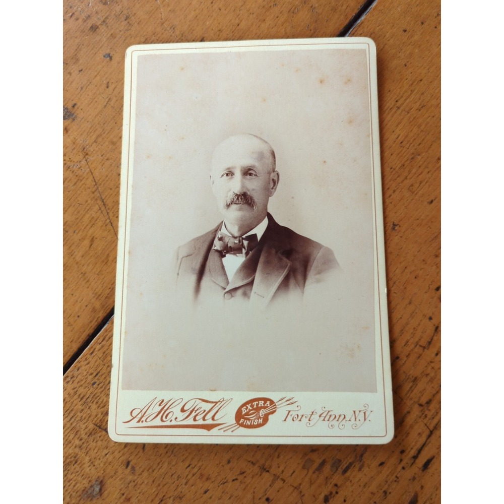 Antique Cabinet Card Man Photo 1800s Victorian Portrait Fort Ann New York